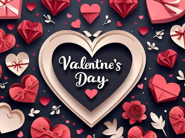 Free Vector Happy Valentine's Day in Paper Style