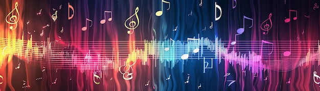 Frequenze musicali uno sfondo astratto con note musicali e forme d'onda