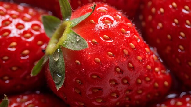 Fresche fragole giuste e succose Viste dall'alto generazione di IA