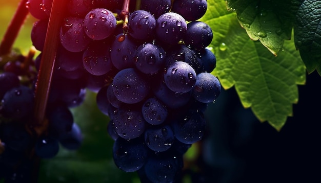 Freschezza delle foglie di uva cibo piante mature agricoltura colore verde generato dall'intelligenza artificiale