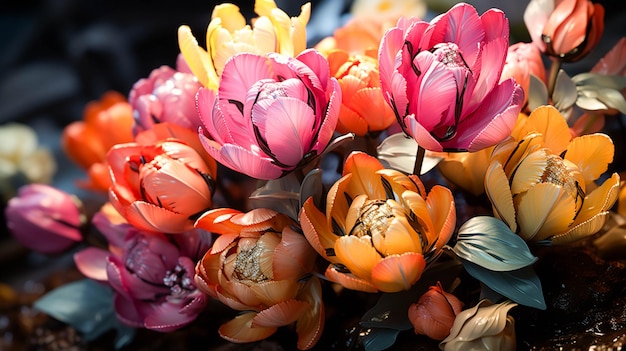 Freschezza e bellezza nella natura un bouquet di tulipani colorati