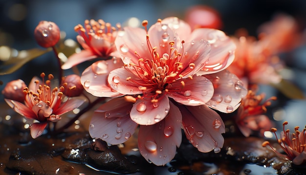 Freschezza e bellezza nella natura un vibrante fiore rosa generato dall'intelligenza artificiale
