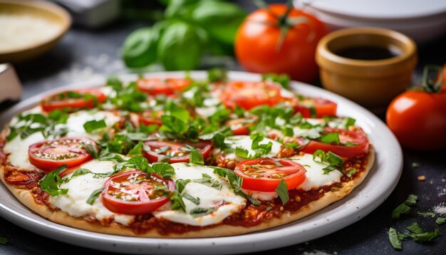 Freschezza e sapore di una pizza vegetariana fatta in casa generata dall'AI