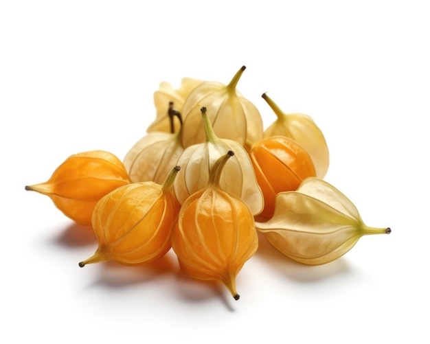 Fresco Physalis macinato ciliegia frutta volare in isolato sfondo bianco studio shot