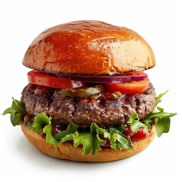 Fresh Beef Burger PSD isolato su sfondo bianco