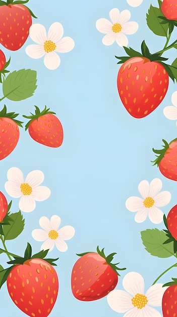 Fresh Fruit Social Media Banner Template e Post Design di fragole di colore rosso succose