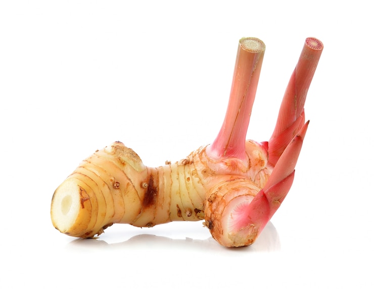 Photo fresh galangal isolated on white