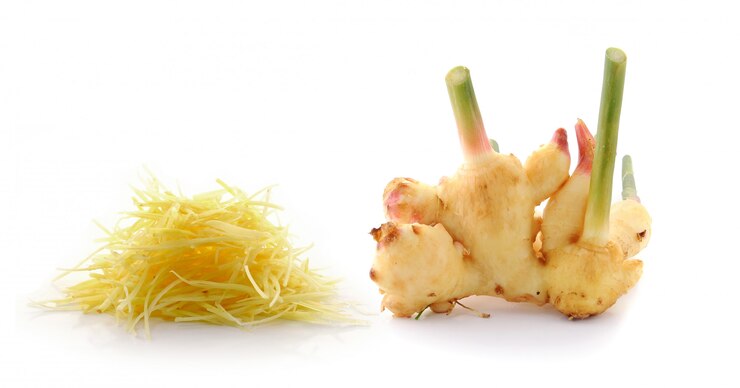 Photo fresh ginger isolated on white space