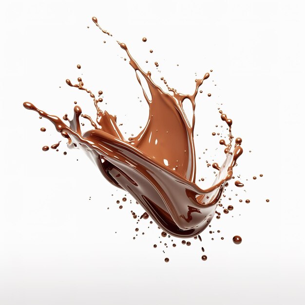 Fresh Liquid Chocolate splash sfondo bianco generativo ai