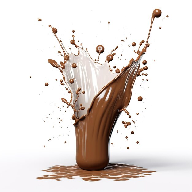 Fresh Liquid Chocolate splash sfondo bianco generativo ai