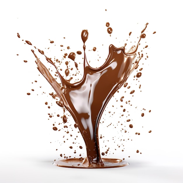 Fresh Liquid Chocolate splash sfondo bianco generativo ai