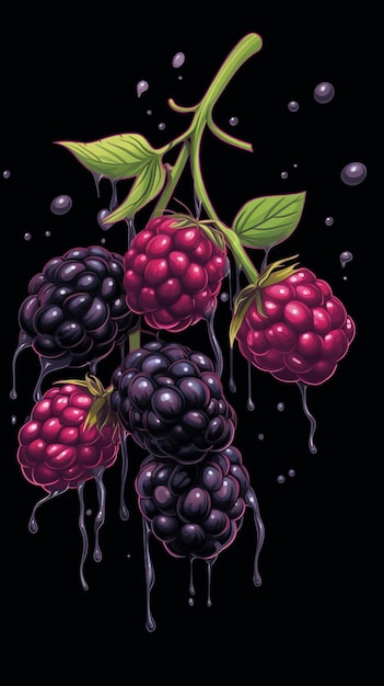 Fresh Organic Blackberry Berry Vertical Illustrazione di tendenza