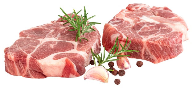 Fresh raw steak isolated on white background. Clipping Path.