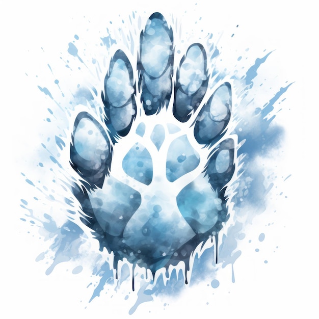 Frighteningly Beautiful Icy Wolf Paw Print Clipart