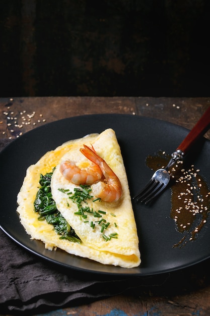 Frittata con spinaci e gamberi