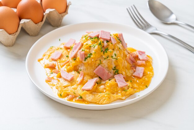 Frittata cremosa con prosciutto e riso