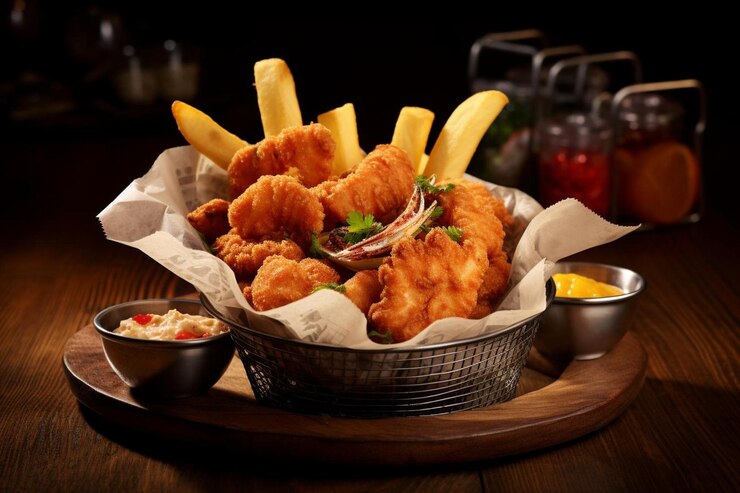 Foto fritto misto salato con frutti di mare varietà delizioso fritto misto immagine