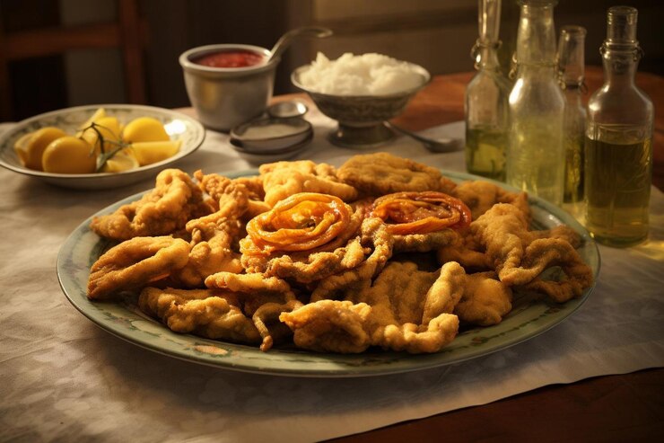 Foto fritto misto su un piatto vintage delizioso delizioso fritto misto immagine