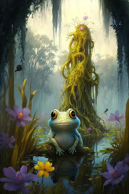 Frog Chaotic Swamp Minion Generativo ai