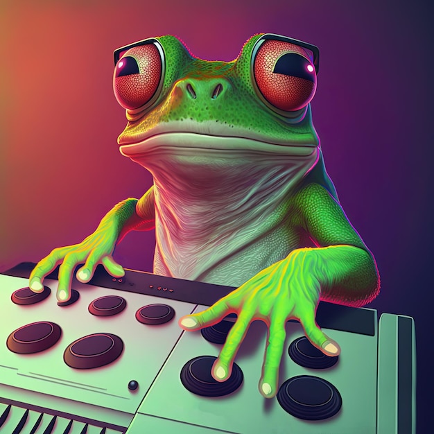 Frog dj Generative AI Non basato su nessuna scena reale