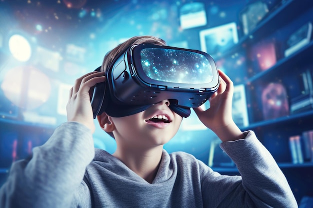 Frontiera dell'apprendimento digitale Occhiali VR e realtà virtuale