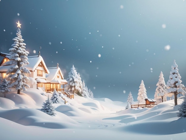 Frosty Fantasia 3D Render Immagine natalizia di scene innevate come sfondo