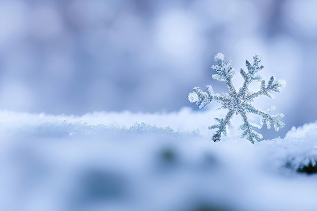 Frosty Fun Un primo piano di un fiocco di neve nella stagione fredda IA generativa