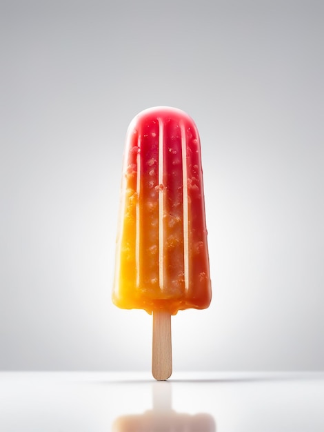Fruit popsicle Popsicle ice cream Fusione di gocce di gelato su uno sfondo chiaro generato dall'AI