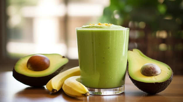 Frullato di avocado e banana dall'aspetto realistico