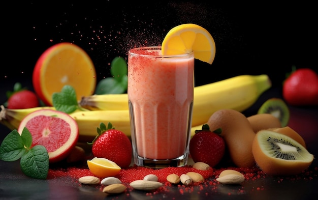 Frullato di frutta sano Succo fresco e nutriente IA generativa