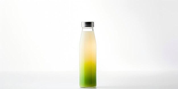 Frullato verde in bottiglia di vetro