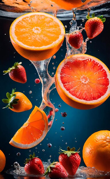 frutta acqua arancione splash cibo freschezza agrumi goccia succo splashing fetta sana bevanda