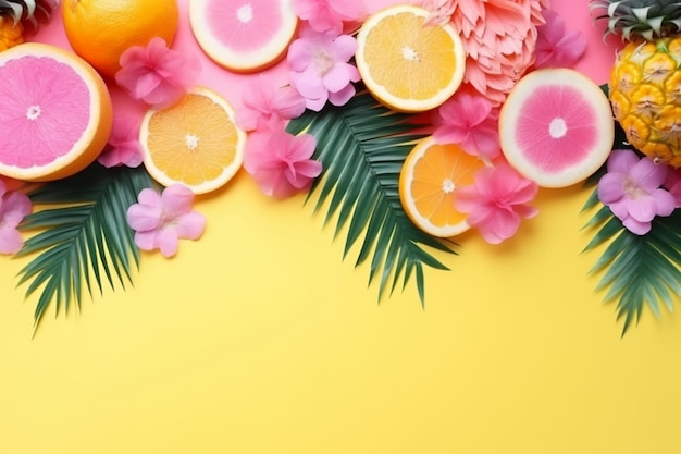 Frutta colorata su sfondo giallo