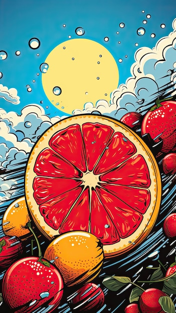 frutta da vicino nello stile della pop art