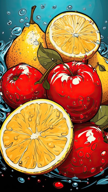 frutta da vicino nello stile della pop art