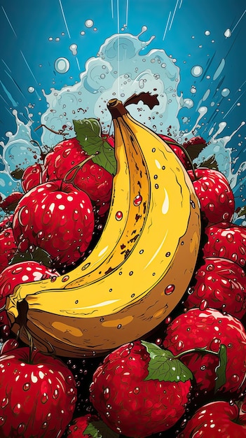 frutta da vicino nello stile della pop art