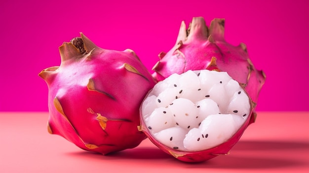 frutta del drago isolata su sfondo rosa
