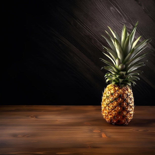 Frutta dell'ananas sulla tavola di legno con lo spazio della copia Generative AI