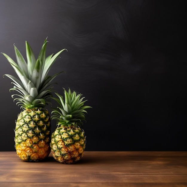 Frutta dell'ananas sulla tavola di legno con lo spazio della copia Generative AI