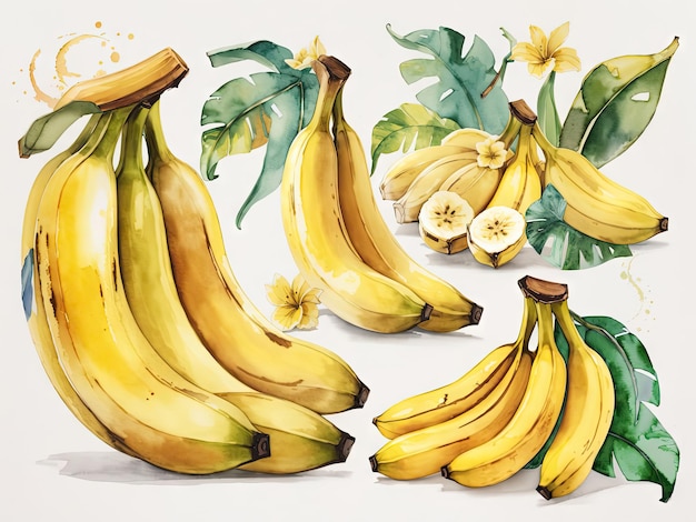 frutta di banane ad acquerello