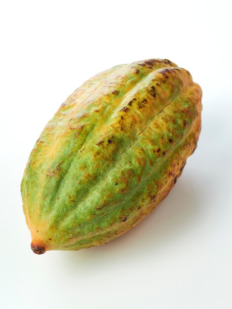 Frutta di cacao su sfondo bianco