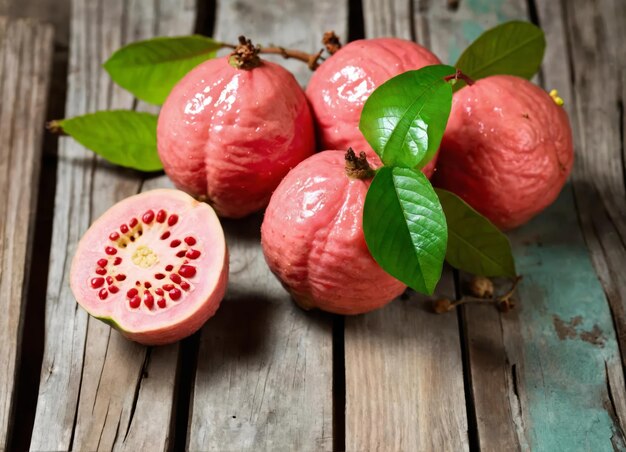 Frutta di guava su un tavolo di legno