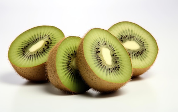 Frutta di kiwi fresca tagliata isolata su sfondo bianco