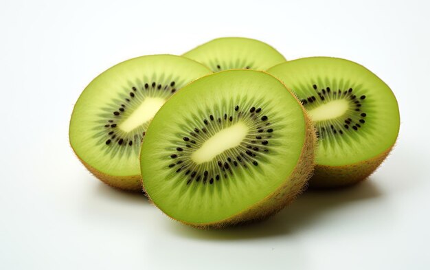 Frutta di kiwi fresca tagliata isolata su sfondo bianco