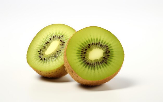 Frutta di kiwi fresca tagliata isolata su sfondo bianco