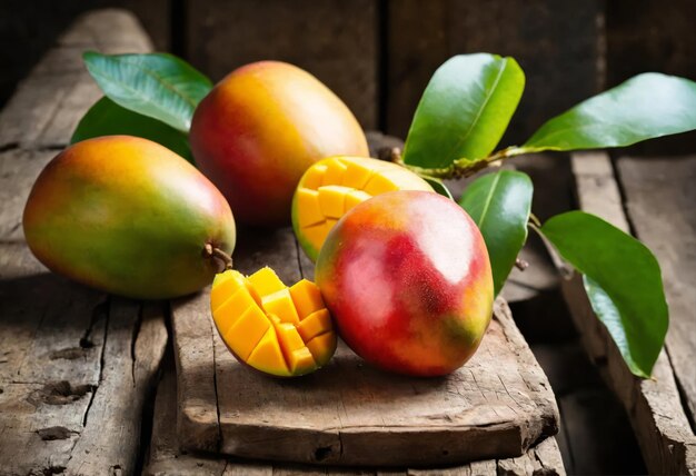Frutta di mango su un tavolo di legno