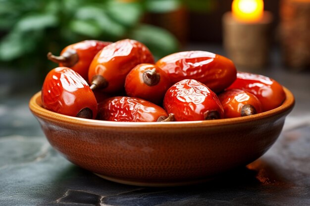 Frutta di medlar comune biologica fresca e matura in ciotola