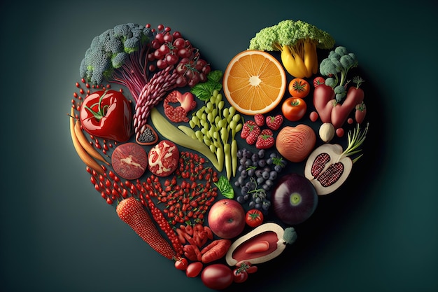 Frutta e verdura a forma di cuore