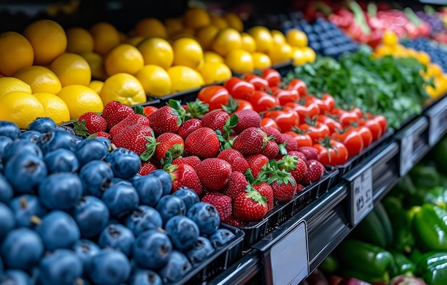 Frutta e verdura fresca al supermercato