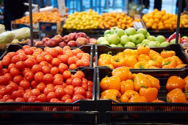 Frutta e verdura in supermercato in vendita